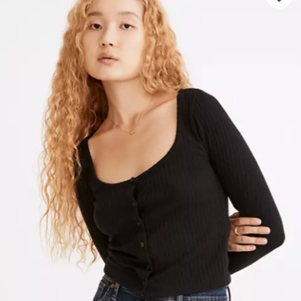 Madewell Ribbed Cardigan Crop Tee